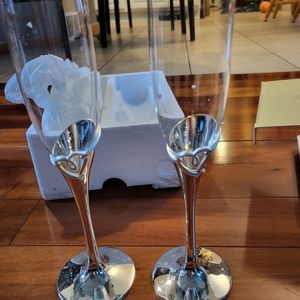 Lenox glass and silver flute. Champagne glasses